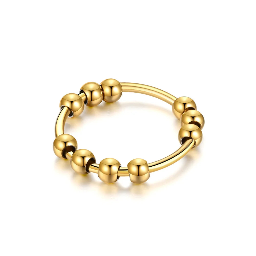 Fidget Spinner Ring for Stress Relief – Gold Stainless Steel, Men & Women