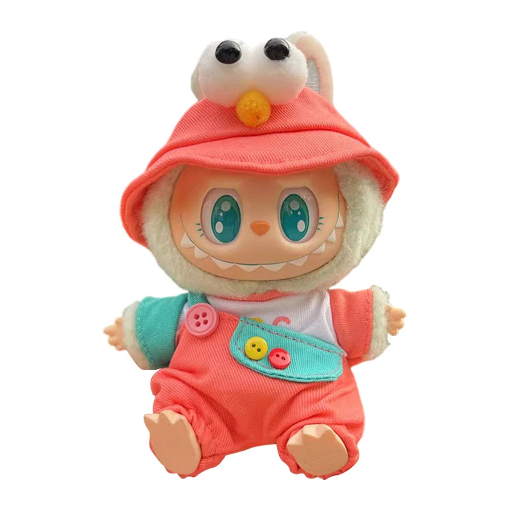 Mini Labubu Doll Clothes – 17cm Kpop Overalls Outfit (Clothes Only)