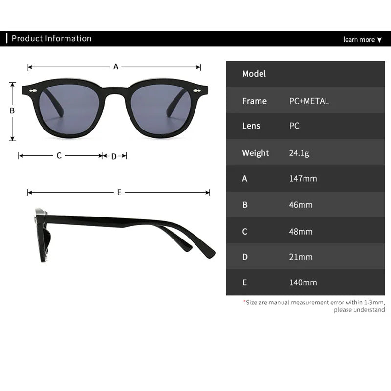 Small Round Sunglasses – Fashion Nail Design, UV400 Protection | Unisex by SHAUNA