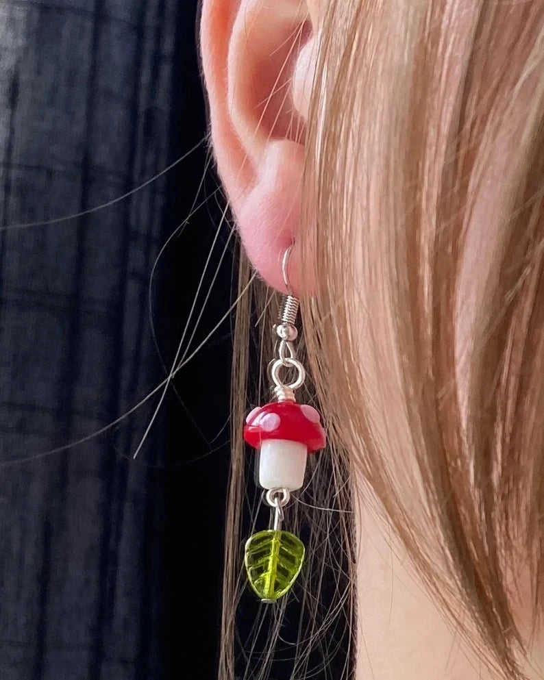Mystical Boho Mushroom Dangle Earrings –Trending Handmade Jewelry