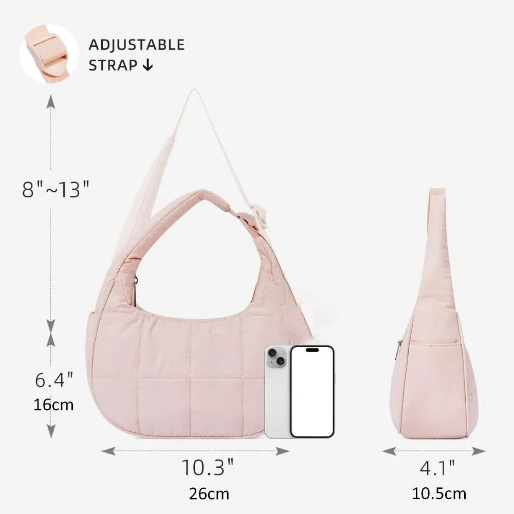 Trendy Puffer Nylon Shoulder Bag – Waterproof, Large-Capacity Underarm Tote