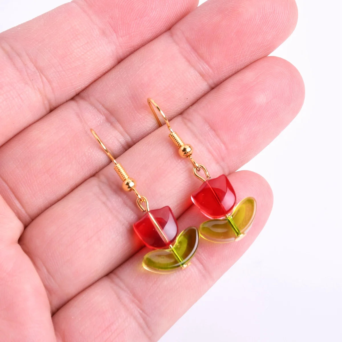 Handcrafted Flower Dangle Earrings – Glass & Metal Design