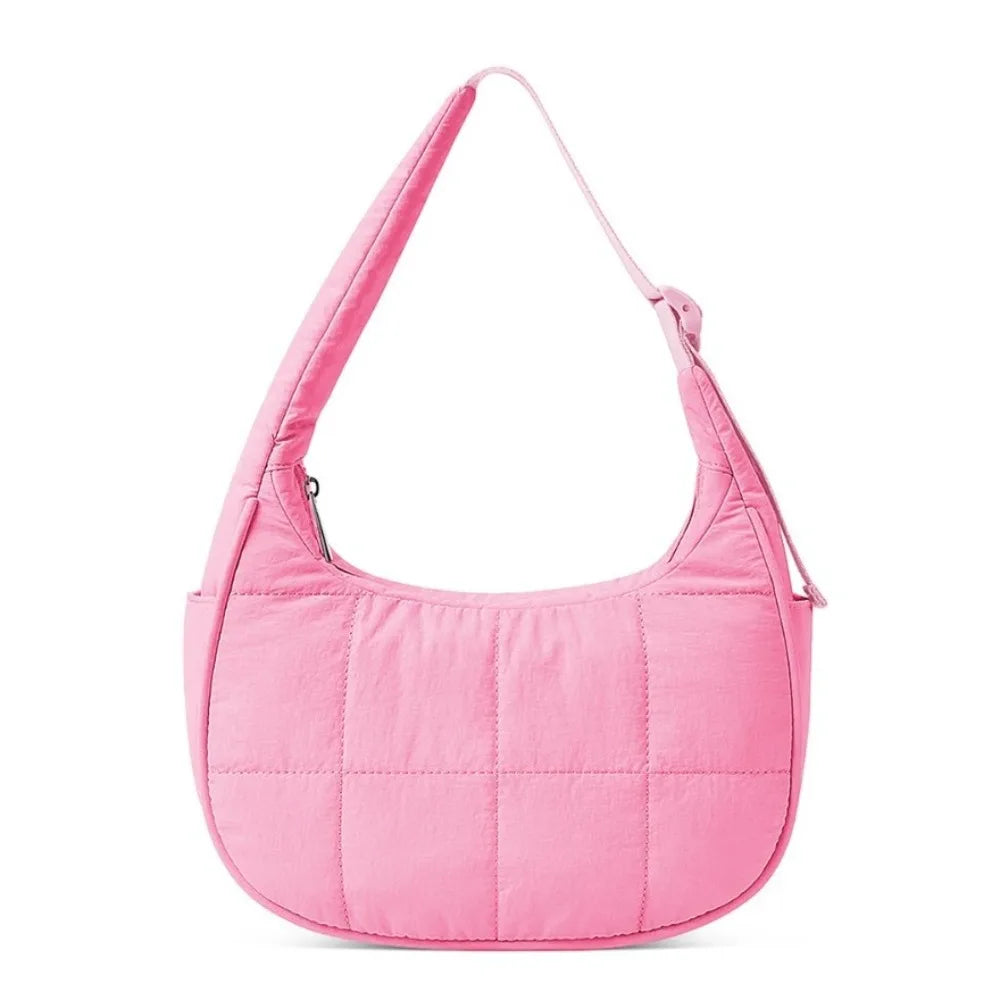 Trendy Puffer Nylon Shoulder Bag – Waterproof, Large-Capacity Underarm Tote