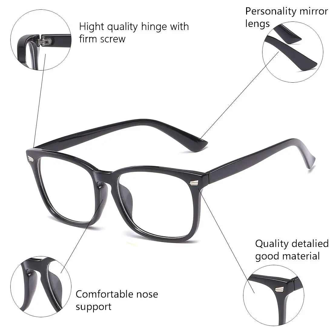 Blue Light Blocking Glasses – Square Frame Anti-Blue Ray Eyewear for Gaming & Screen Use