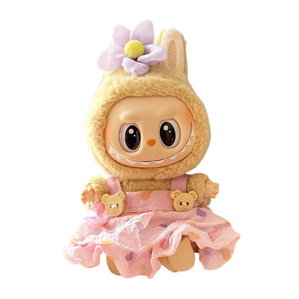 Mini Labubu Doll Clothes – 17cm Kpop Overalls Outfit (Clothes Only)