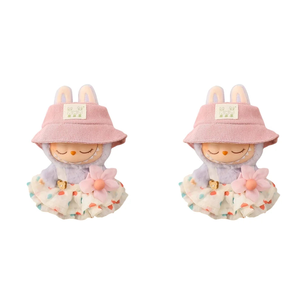 Mini Labubu-Inspired Outfit – Bear Dress & Pleated Skirt (not popmart)