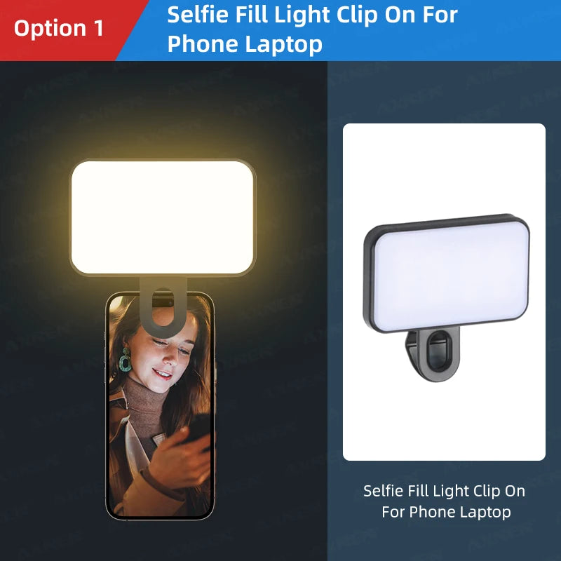 Portable Selfie Light – 3-Color Adjustable Fill Light for Phones & Laptops