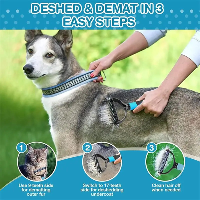 Dog & Cat Grooming Brush – Removes Loose Hair & Undercoat
