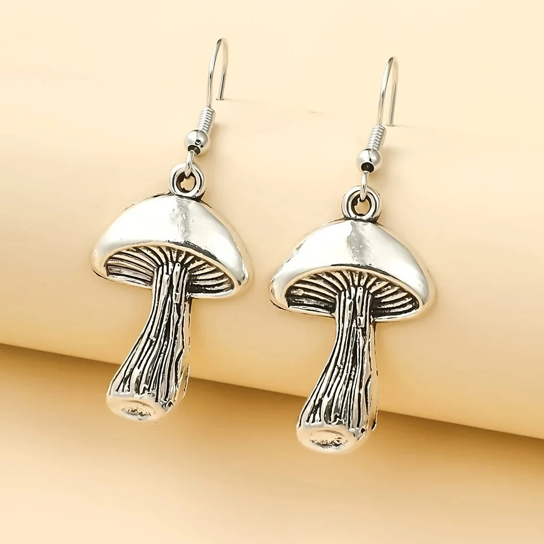 Vintage Mushroom Drop Earrings – Nature-Inspired Jewelry for Women & Plant Lovers