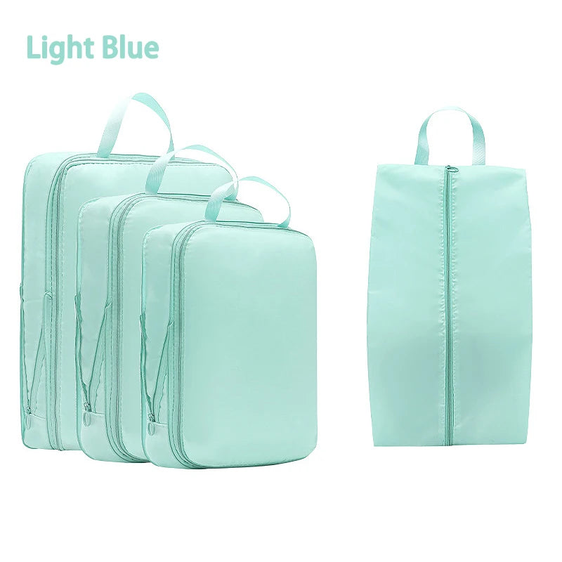 4-Piece Travel Compression Packing Cubes – Luggage Organizer Set for Efficient Travel Storage