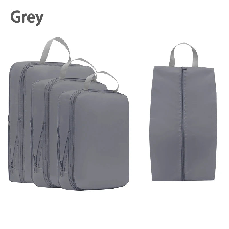 4-Piece Travel Compression Packing Cubes – Luggage Organizer Set for Efficient Travel Storage