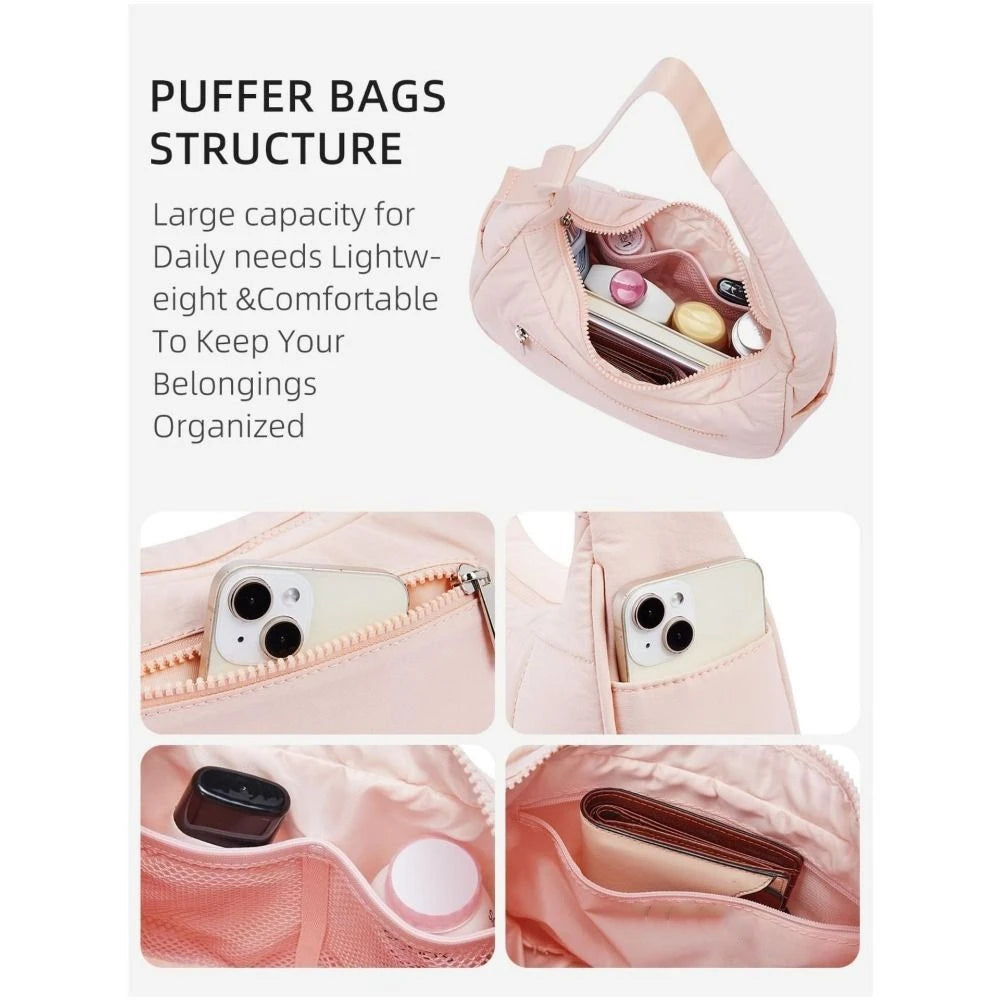 Trendy Puffer Nylon Shoulder Bag – Waterproof, Large-Capacity Underarm Tote