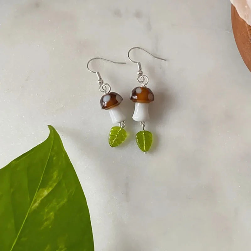 Mystical Boho Mushroom Dangle Earrings –Trending Handmade Jewelry